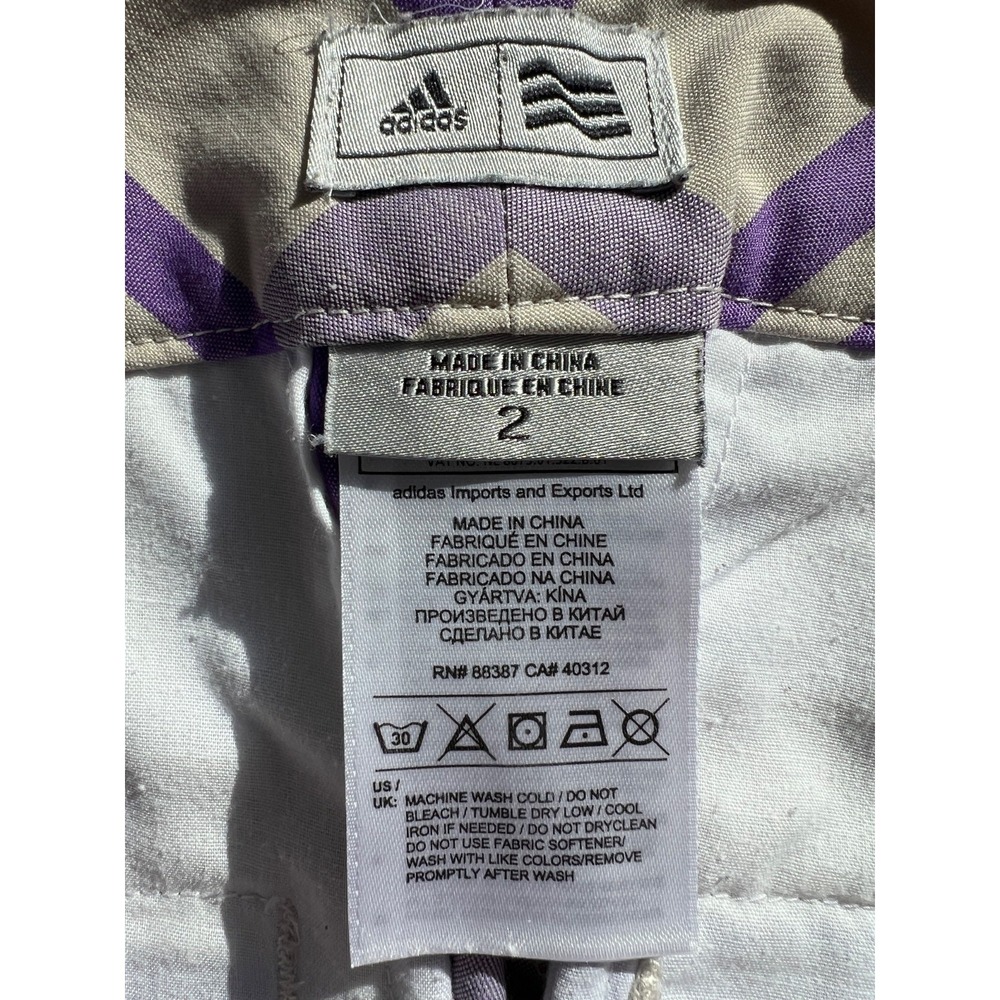 ADIDAS Shorts Womens 2 Purple Plaid Checked Stretch Golf Performance Chino - Picture 7 of 9